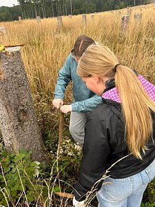 Mit dem Spaten f&uuml;r den Wald - die beiden neunten Klassen der Regelschule Niedersachswerfen halfen bei der Wiederaufforstung im Harz
