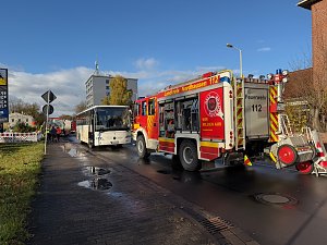 Busunfall in der Freiherr-von-Stein Stra&szlig;e in Nordhausen