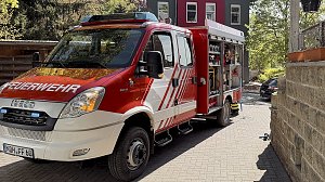 Feuerwehrleute der freiwilligen Feuerwehr Herreden bei einem &Uuml;bungseinsatz
