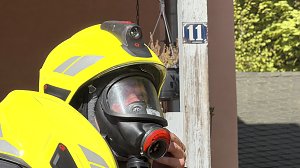Feuerwehrleute der freiwilligen Feuerwehr Herreden bei einem &Uuml;bungseinsatz