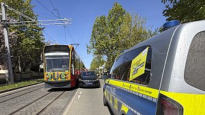 Verkehrsunfall in der Oberstadt, PKW mit Straßenbahn kollidiert