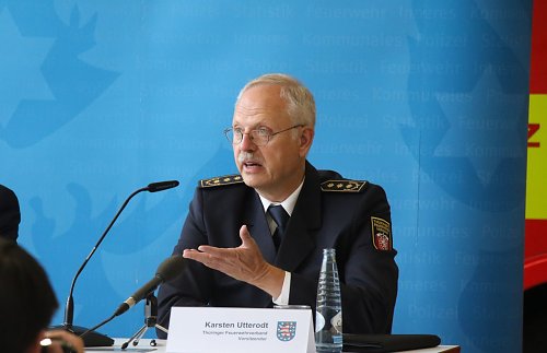 Der Verbandsvorsitzende der Th&uuml;ringer Feuerwehr, Karsten Utterodt (Foto: agl)