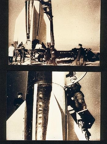 Bild: Startvorbereitungen f&uuml;r eine (sowjetische V2) R1, (1947) 