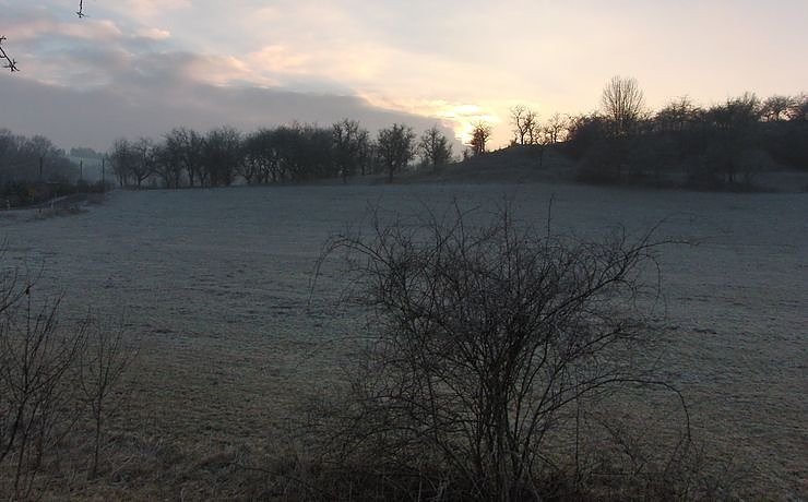 Sonnenuntergang am Fu&szlig;e des Kalkberges (Foto: privat)