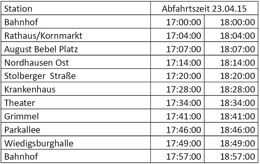 Der Sonder-Fahrplan (Foto: privat)