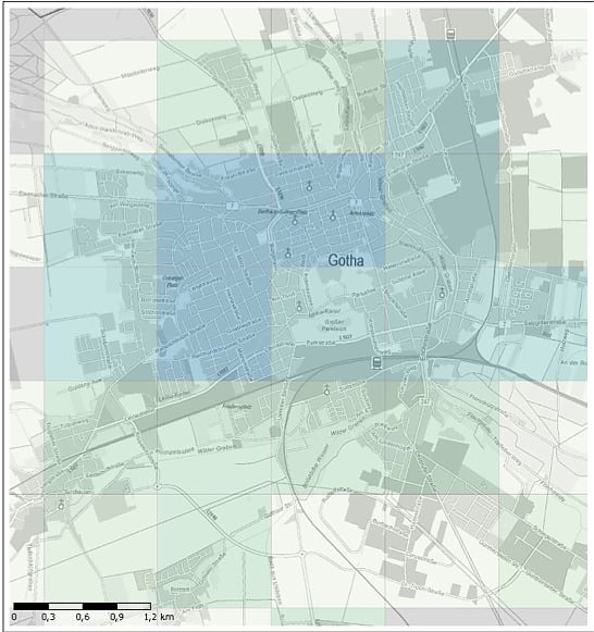 Zensusatlas 2011 � 1 Kilometerraster am Beispiel Gotha (Foto: Th&uuml;ringer Landesamt f&uuml;r Statistik)