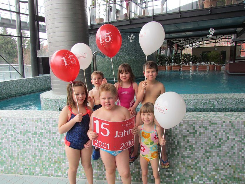 Auch die Vorschulkinder des &ouml;kumenischen Kindergartens freuen sich schon auf den 15. Geburtstag des Nordh&auml;user Badehauses (Foto: Badehaus Nordhausen GmbH)
