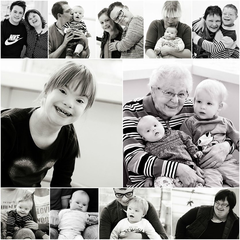 Collage Jenny Klestil: Die zw&ouml;lf Familien, die sich zur Vernissage in der HELIOS Klinik Bleicherode fotografieren lie&szlig;en, wurden von der Fotografin Jenny Klestil in einer Collage zusammengefasst. (Foto: Jenny Klestil)