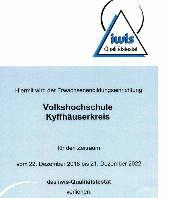 Zertifikat (Foto: Landratsamt Kyffh&auml;userkreis)