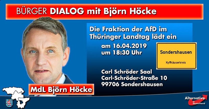 Björn Höcke (AfD) im Bürgerdialog (Foto: AfD) Björn Höcke (AfD) im Bürgerdialog (Foto: AfD)
