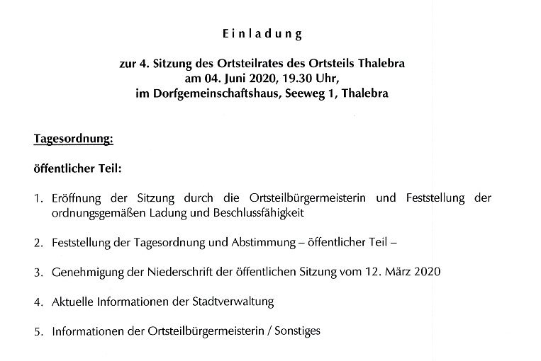 Ortsteilrat tagt (Foto: Stadt Sondershausen) Ortsteilrat tagt (Foto: Stadt Sondershausen)