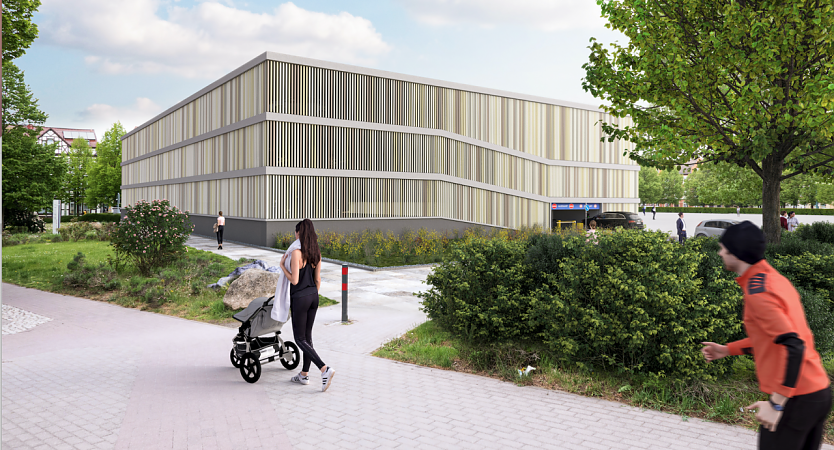 So k&ouml;nnte das neue Parkhaus auf dem August-Bebel-Platz aussehen (Foto: St&auml;dtische Wohnungsbaugesellschaft mbH Nordhausen)