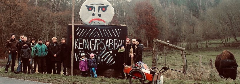 Protest gegen Gipsabbau in der Rüdigsdorfer Schweiz im Jahr 2014 (Foto: nnz-Archiv) Protest gegen Gipsabbau in der Rüdigsdorfer Schweiz im Jahr 2014 (Foto: nnz-Archiv)