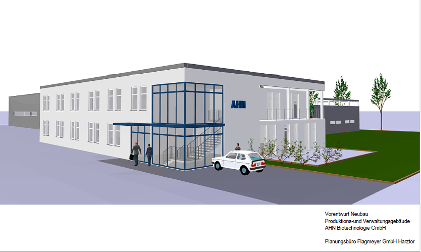 4.000 Quadratmeter Produktionsfl&auml;che will die Firma AHN Biotechnologie durch den Neubau hinzugewinnen (Foto: Architektin Petra Flagmeyer)