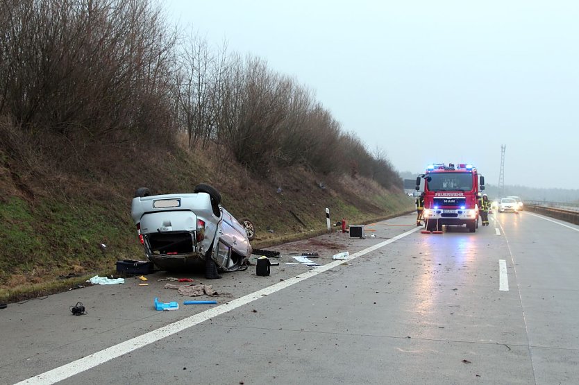 T&ouml;dlicher Unfall auf der A38 (Foto: Feuerwehr Heiligenstadt)