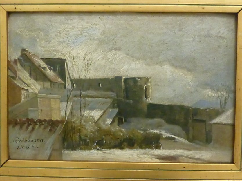 Blick aus dem Wohnhaus der Familie K&uuml;tzing auf dem Petersberg von 1861 von Wilhelm Eichler (1801-1872), Museum Flohburg (Foto: Heidelore Kneffel)