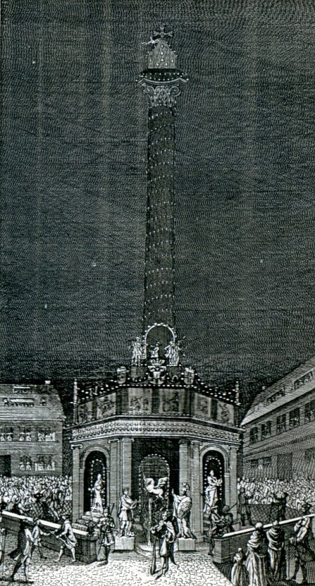 J. L. Meil, Kupferstich, Die festliche Illumination am 11. April 1763 auf dem K&ouml;nigshof in Nordhausen  (Foto: H.Kneffel)