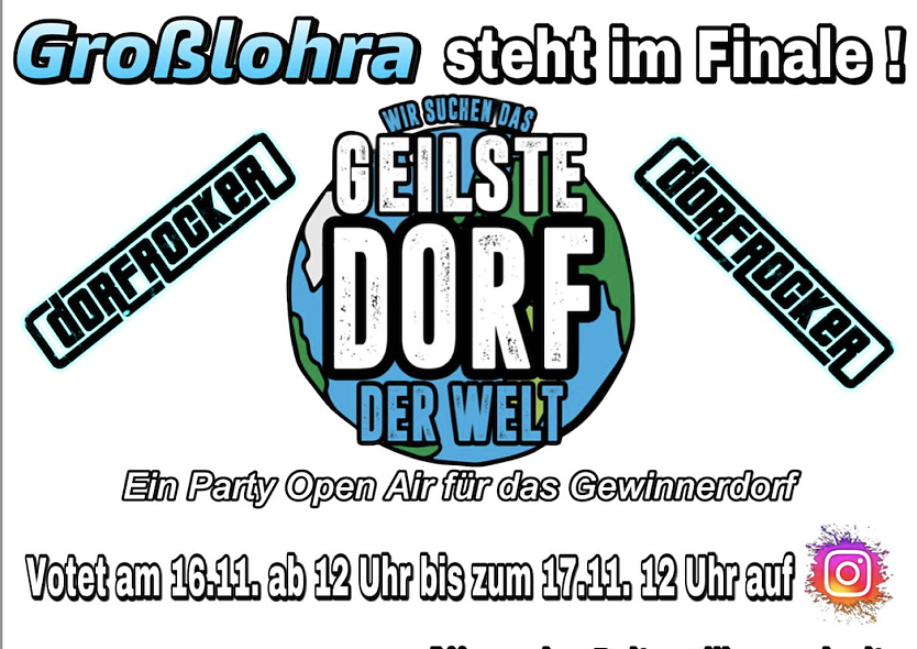 Großlohra steht im Finale um den Titel des "geilsten Dorfes" der Welt (Foto: Emma Grabe) Großlohra steht im Finale um den Titel des "geilsten Dorfes" der Welt (Foto: Emma Grabe)