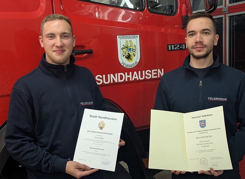 Ausbildung und Auszeichnung in der Feuerwehr Sundhausen (Foto: Stadtverwaltung Nordhausen)