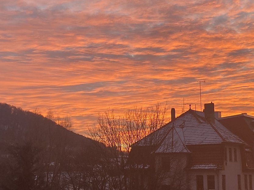 Sonnenuntergang in Sondershausen Einm&uuml;ndung Schillerstra&szlig;e zur August-Bebel-Stra&szlig;e (Foto: Wolfgang Lehmann)