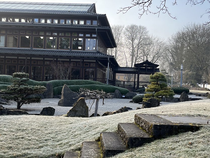Rauhreif am Morgen auch weiterhin im Japanischen Garten in Bad Langensalza  (Foto: oas)