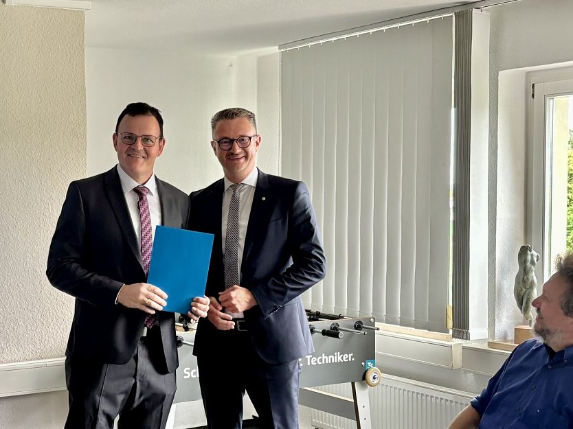 Th&uuml;ringens Wissenschaftsminister Christian Tischner (rechts) weilte zum Antrittsbesuch an der Hochschule Nordhausen (Foto: HSN)