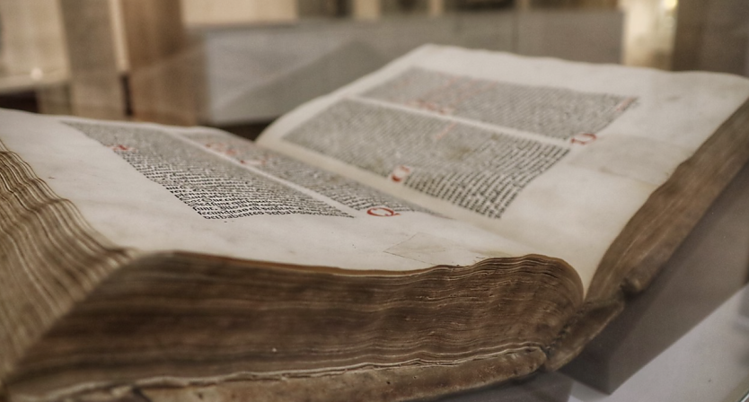 Bild: Ein alter Foliant aus der Himmelgartenbibliothek, der auch Dank des Stadtarchivs heute wieder sicher verwahrt und frei zug&auml;nglich ist