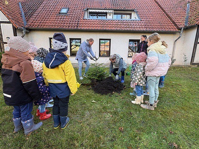 Bild: Baumpflanzchallenge in der Kita Petersdorf