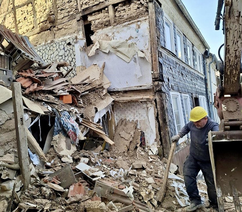 Bauf&auml;lliges Haus in Bleicherode wird abgerissen  (Foto: Landratsam Nordhausen)