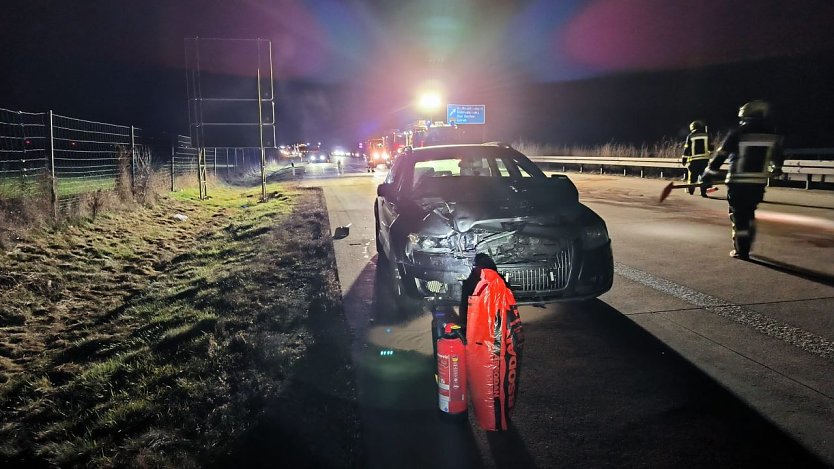 Unfall auf der A38 bei Gro&szlig;wechsungen (Foto: S. Dietzel)