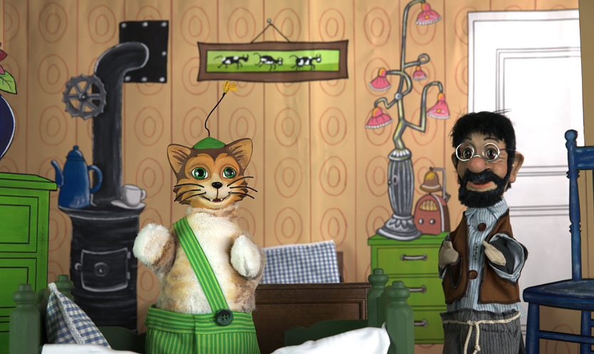 Der Kater Findus und Pettersson in ihrem Schlafzimmer (Foto: A.  Nolting  )