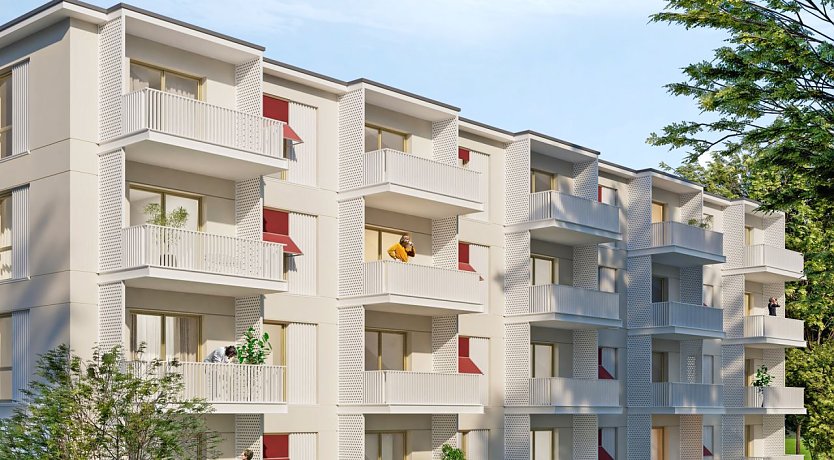 Die Visualisierung von Franzi zeigt, wie das dritte Geb&auml;ude des Ossietzky-Hofs aussehen soll (Foto: Z-Geschossbau)