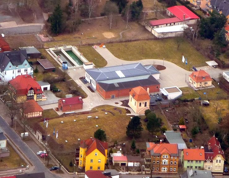 Bild: Luftaufnahme vom Wasserwerk in der Puschkin-Stra&szlig;e