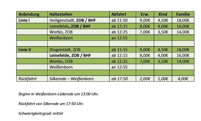 Bild: Abfahrtszeiten WanderBus