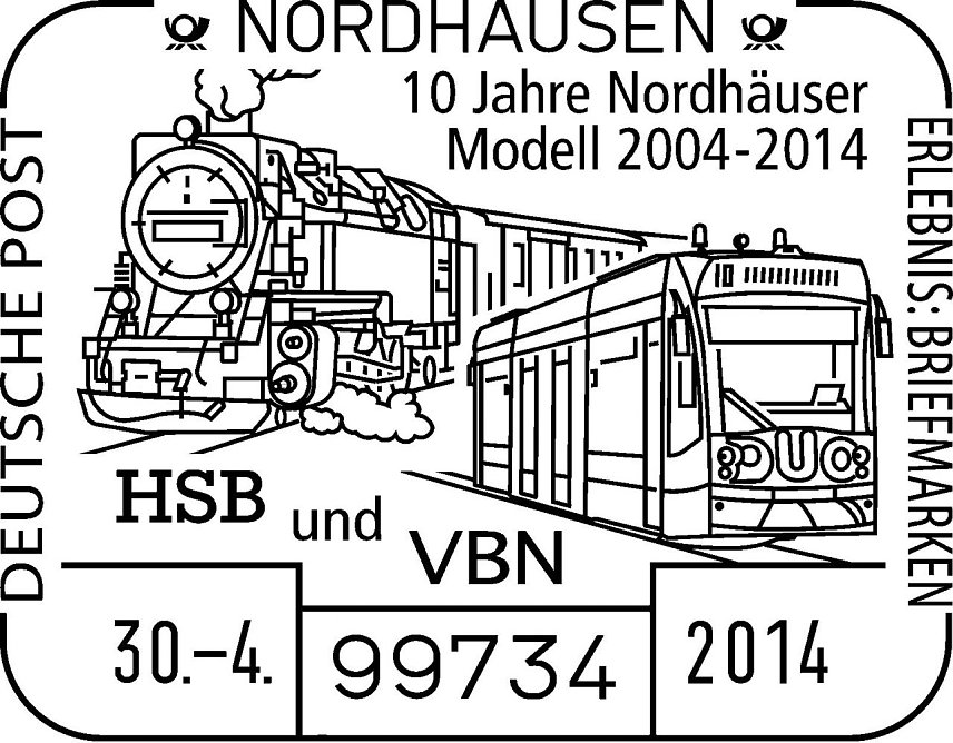 Bild: Der Sonderstempel 10 Jahre Nordh&auml;user Modell wird am 30. April von 10:00 bis 16:00 Uhr an einem Sonderstand der Deutschen Post im Bahnhof Nordhausen Nord erh&auml;ltlich sein.