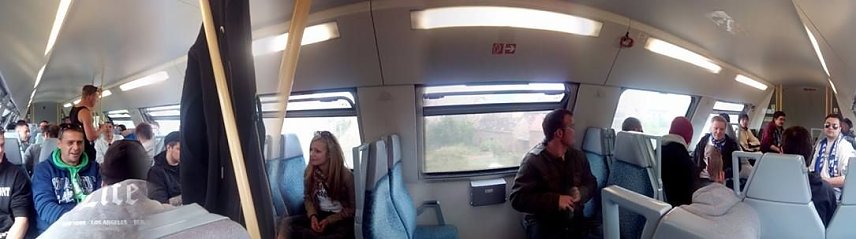 Bild: Fans im Zug nach Leipzig