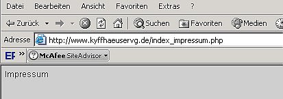 Bild: Screeshot einer Homepage