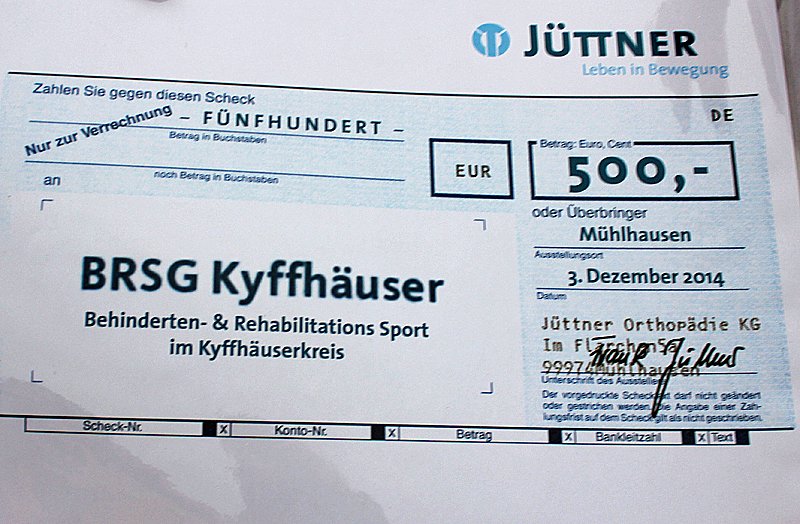 Bild: Spende von der J&uuml;ttner Orthop&auml;die KG