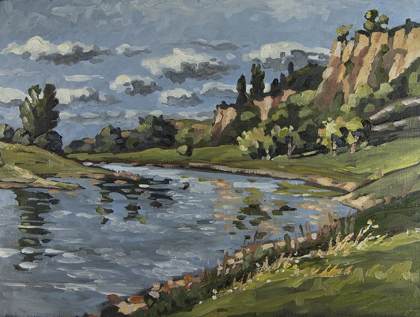 Bild: Rainer Groh, Landschaft an der Elbe 