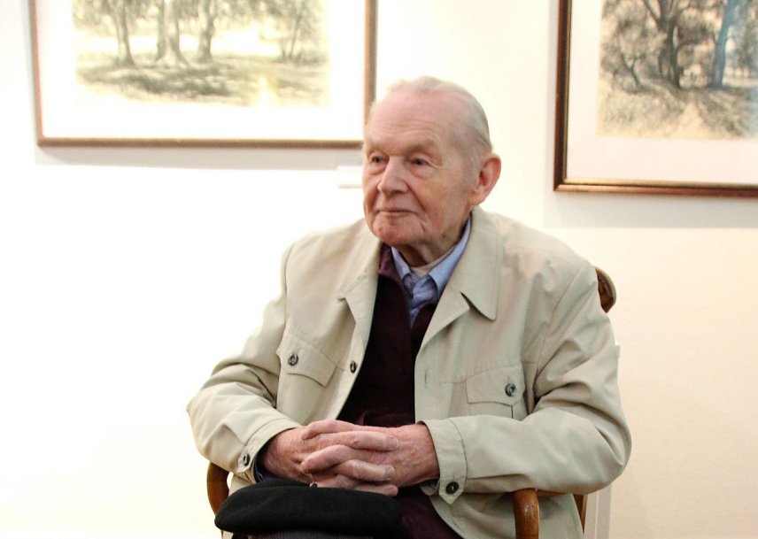 Bild: G&uuml;nter Groh zur Ausstellungser&ouml;ffnung im Februar 2015