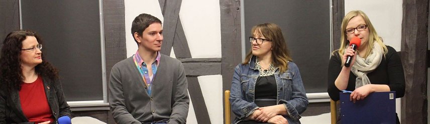 Bild: v.l.: MdB Sigrid Hupach, Michael Beck, Martina Degenhardt und Geburtstagskind Katja Mitteldorf (MdL) 
