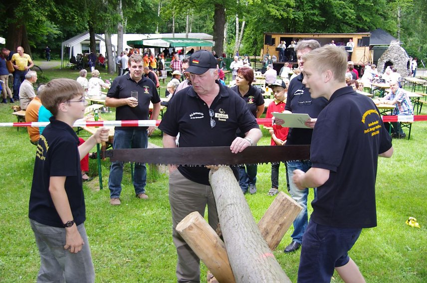 Bild: Das Holzs&auml;gen ist ein traditioneller Wettbewerb der M&uuml;hlh&auml;user Holzfahrt.