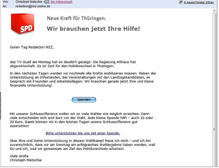 Bild: Mail erhalten