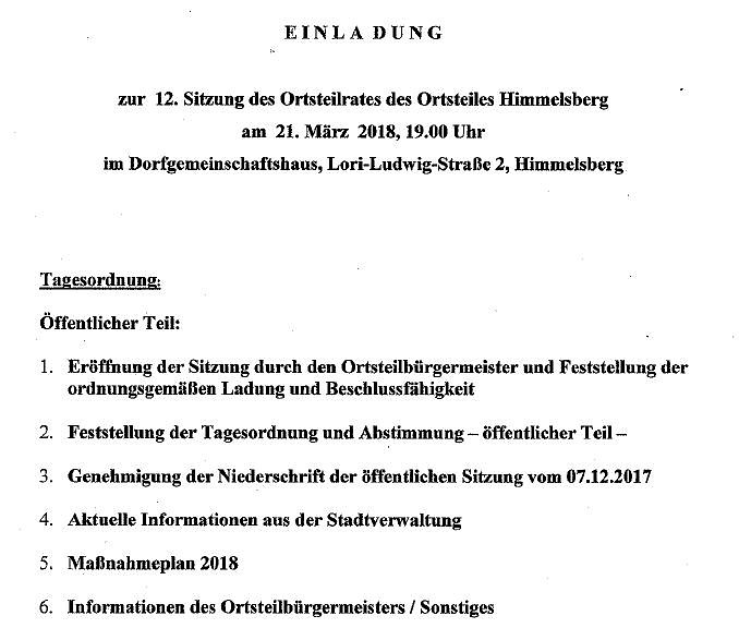 Bild: Ortsteilratssitzungen und Einwohnerversammlung