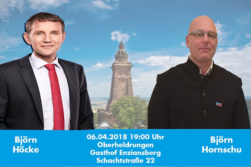 Bild: Landratskandidat Bj&ouml;rn Hornschu l&auml;dt den Landesvorsitzenden und Fraktionsvorsitzenden der Th&uuml;ringer AfD zum Besuch und gemeinsamen Austausch nach Oberheldrungen in den Gasthof Zum Enziansberg, ein. Im Vorfeld dazu diese Meldung...