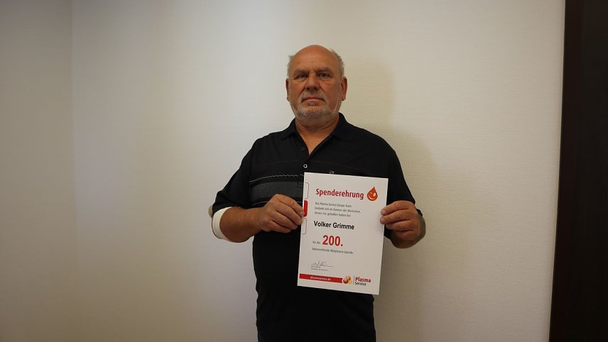 Bild: Volker Grimme spendet seit 2013 Plasma