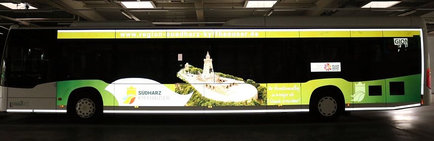 Bild: Werbung per Leuchtbus - drei Jahre lang wird der Tourismusverband S&uuml;dharz-Kyffh&auml;user in der Region Leipzig per Bus um mehr G&auml;ste werben