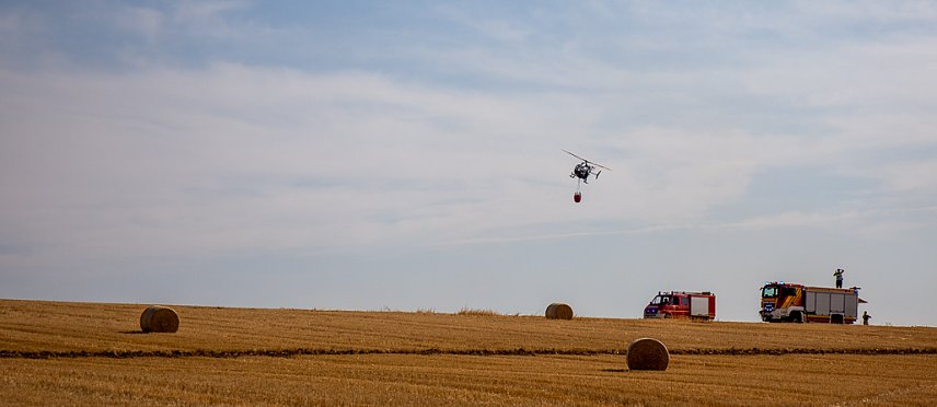 Bild: Einsatzkr&auml;fte bek&auml;mpfen den Feldbrand bei Ellrich