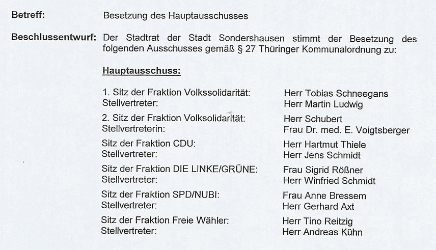 Bild: Aussch&uuml;sse besetzt