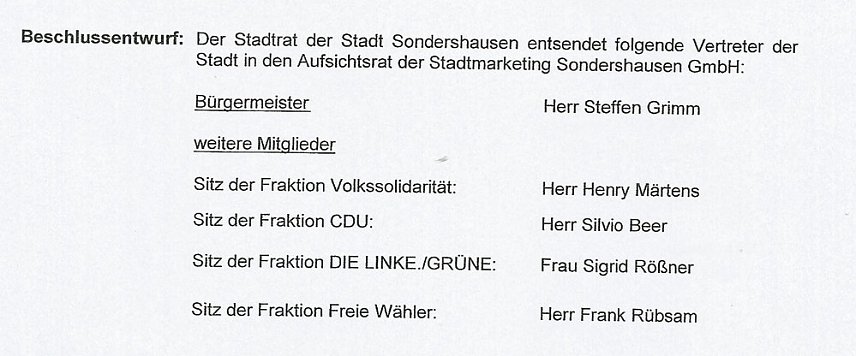Bild: Personelles aus dem Stadtrat